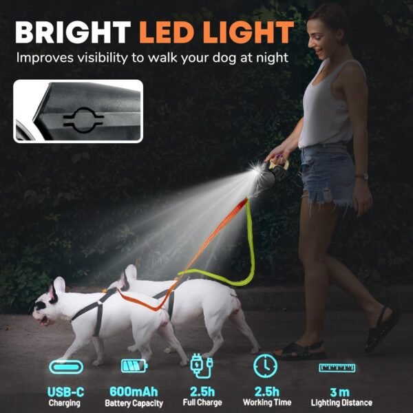 Pet Automatic LED Leash 2 in 1 For Dog