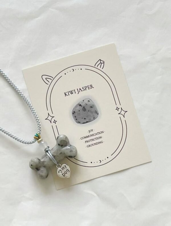 Sesame Jade Natural Crystal Bone Necklace