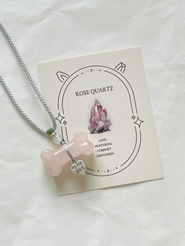 Rose Quartz Natural Crystal Bone Necklace