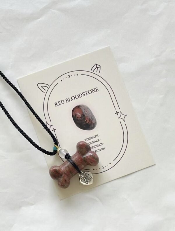 Red Bloodstone Crystal Bone Necklace