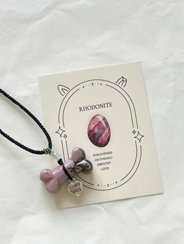 Rhodonite Natural crystal Bone Necklace